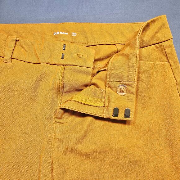 Old Navy Pixie Yellow Gold Pants Stretch Y2k Ankle Flat Front Women's Size 8 Zip - Picture 5 of 8
